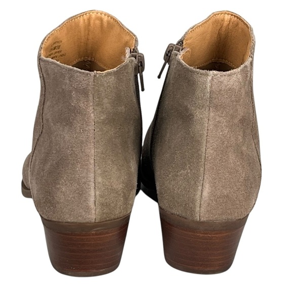 Sole Society “So-Breyon” Tan Suede Stacked Heel Boots Size 7.5 Medium - Picture 4 of 11